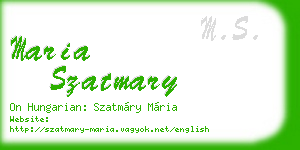 maria szatmary business card