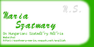 maria szatmary business card